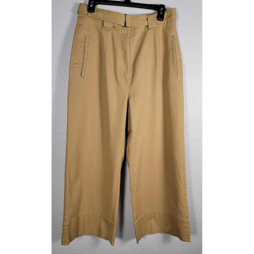 Banana Republic High Rise Belted Wide Leg Crop Pants Sz 10 Tan 1882899-01 Boho